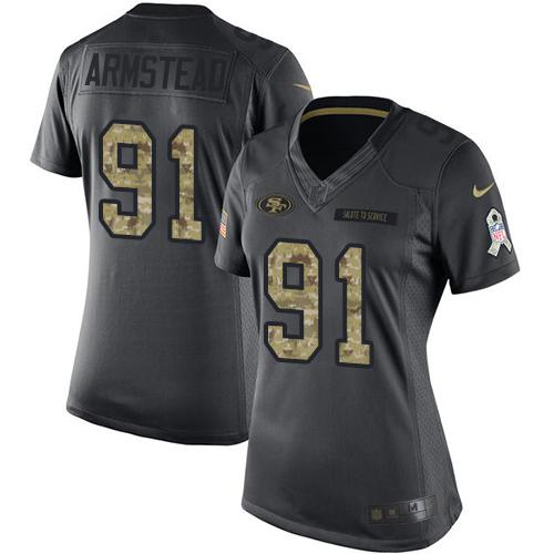 Nike 49ers #91 Arik Armstead Black Women's Stitched NFL Limited 2016 Salute to Service Jersey